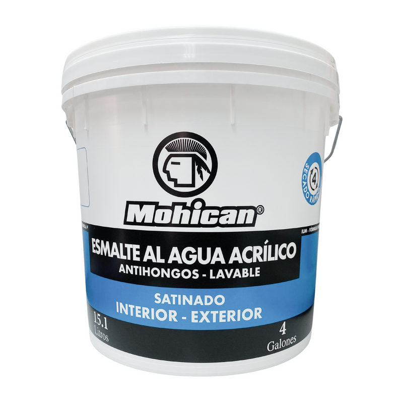 ESMALTE AL AGUA ANTIHONGOS SATINADO 1 TINETA 4 GAL BLANCO
