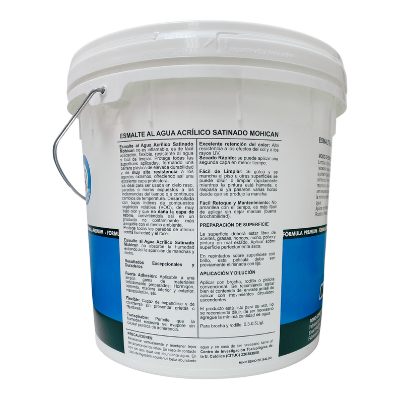ESMALTE AL AGUA ANTIHONGOS SATINADO 1 TINETA 4 GAL BLANCO