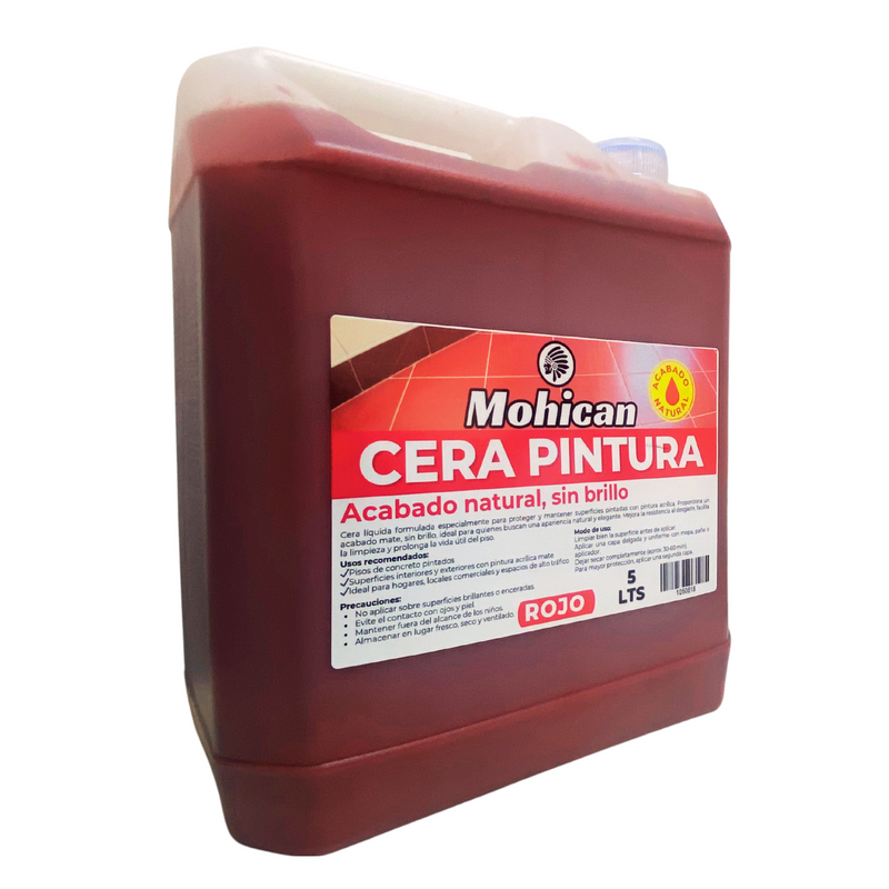 CERA PINTURA ROJA BIDÓN 5 LTS MOHICAN