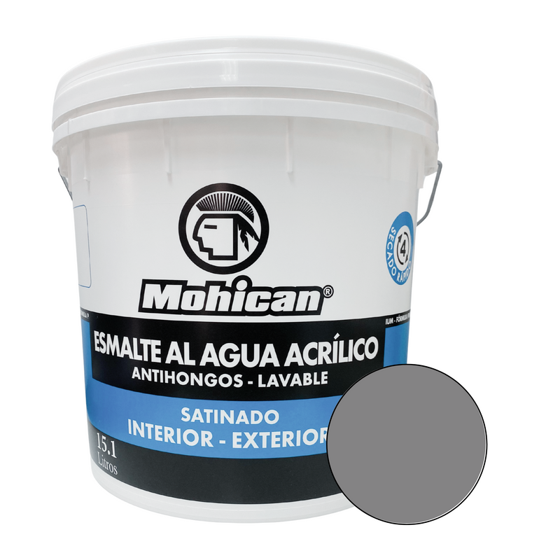 ESMALTE AL AGUA ANTIHONGOS SATINADO 1 TINETA 4 GAL MOHICAN