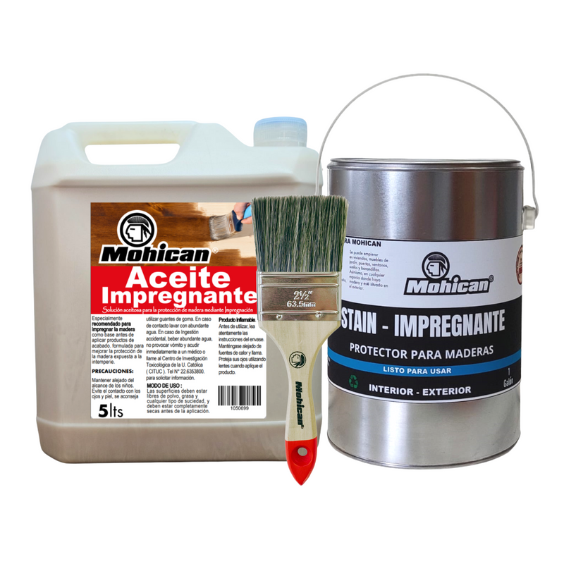 ACEITE IMPREGNANTE 5L + PROTECTOR STAIN MADERA 1GL + BROCHA