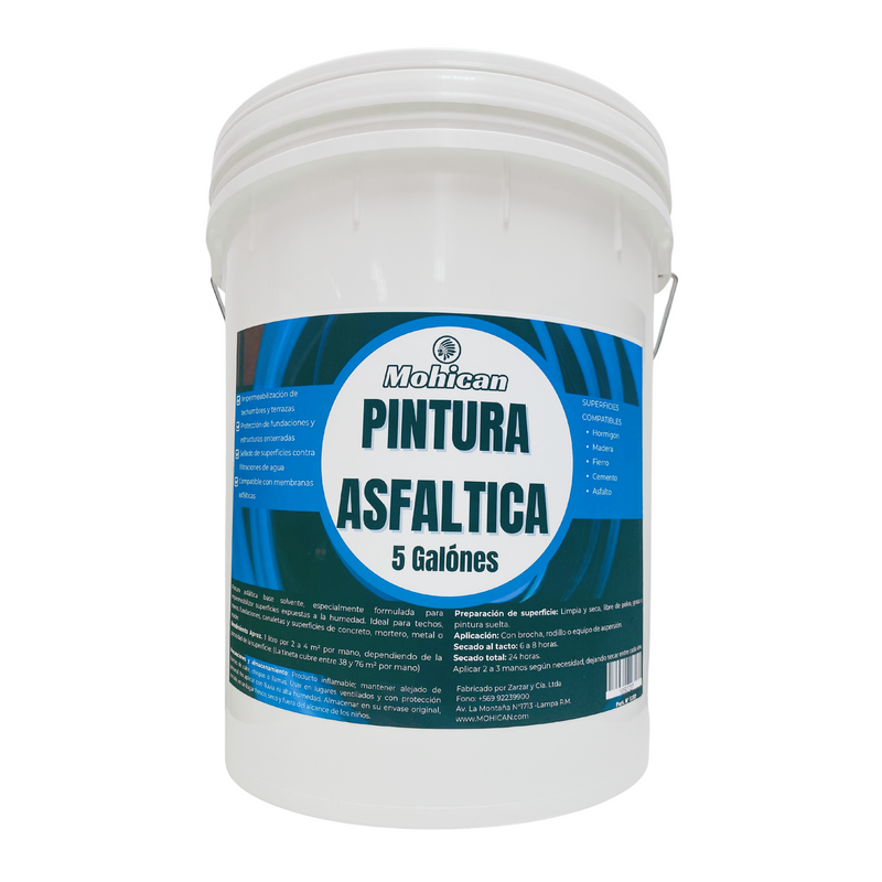 PINTURA ASFÁLTICA IMPERMEABILIZANTE MOHICAN TINETA 5 GALONES