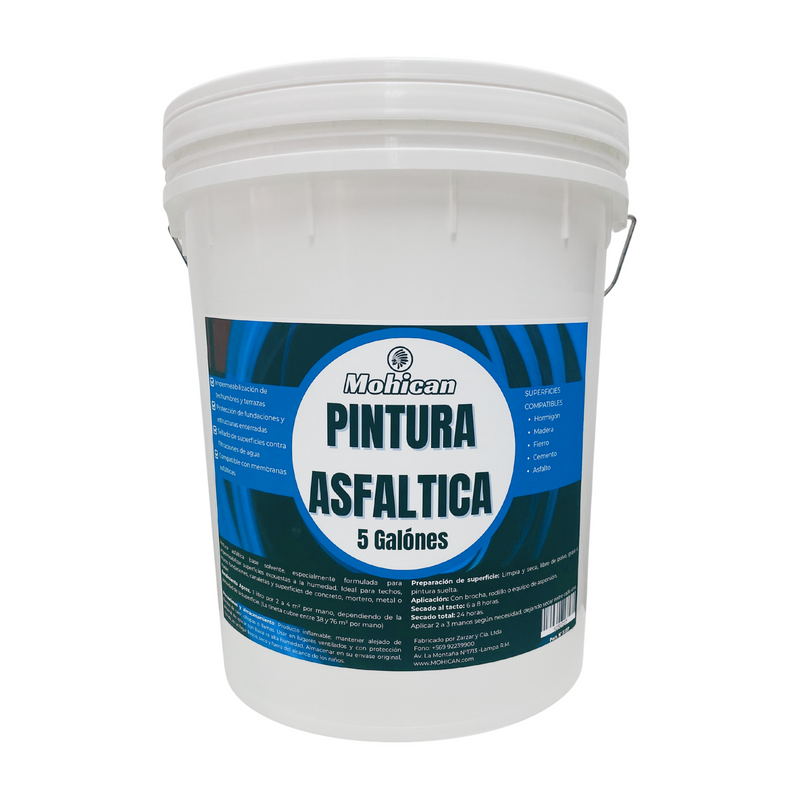 PINTURA ASFÁLTICA IMPERM TINETA 5 GAL + RODILLO POL 18CMS