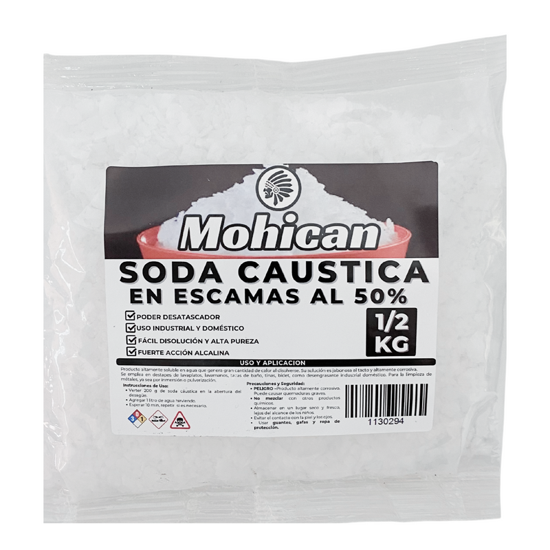 Soda Caustica En Escamas Al 50 % Bolsa 1/2 Kilo