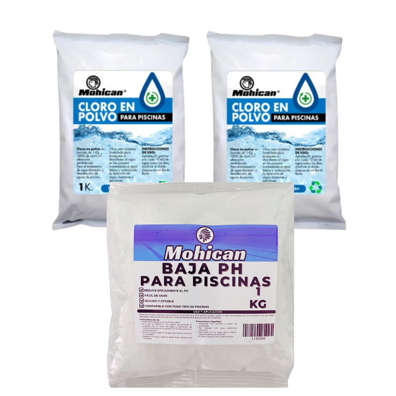PROMO 1 BAJA PH PISCINAS 1 KG + 2 CLORO GRANULADO 1 KG