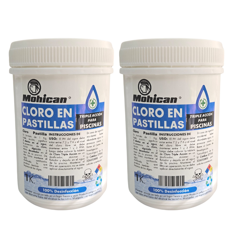 PROMOCIÓN 2 CLORO TRIPLE ACCIÓN EN PASTILLAS 1 KG MOHICAN