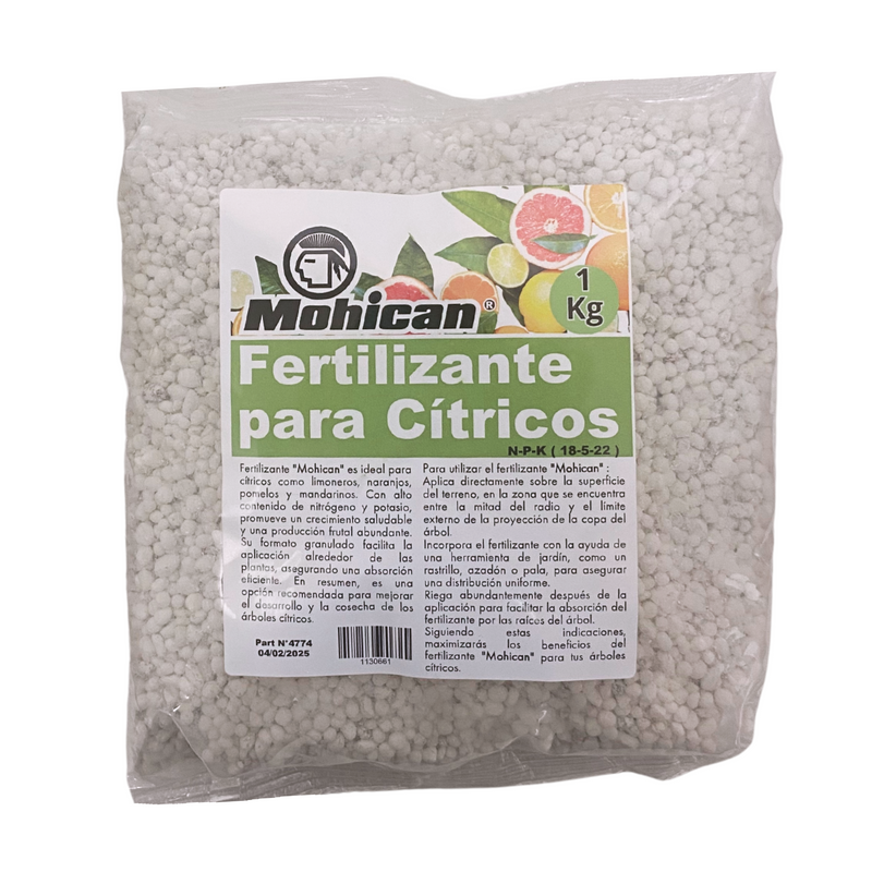 FERTILIZANTE PARA CITRICOS N-P-K (15-5-22) BOLSA 1KG MOHICAN