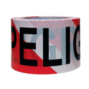 CINTA DE PELIGRO 76 MM X 100 MT ROJO LETRAS NEGRAS