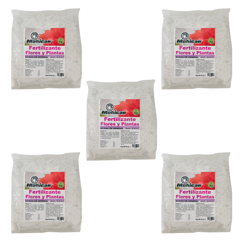 PROMO 5X FERTILIZANTE FLOR Y PLANTA ÁCIDA BOLSA 1 KG MOHICAN