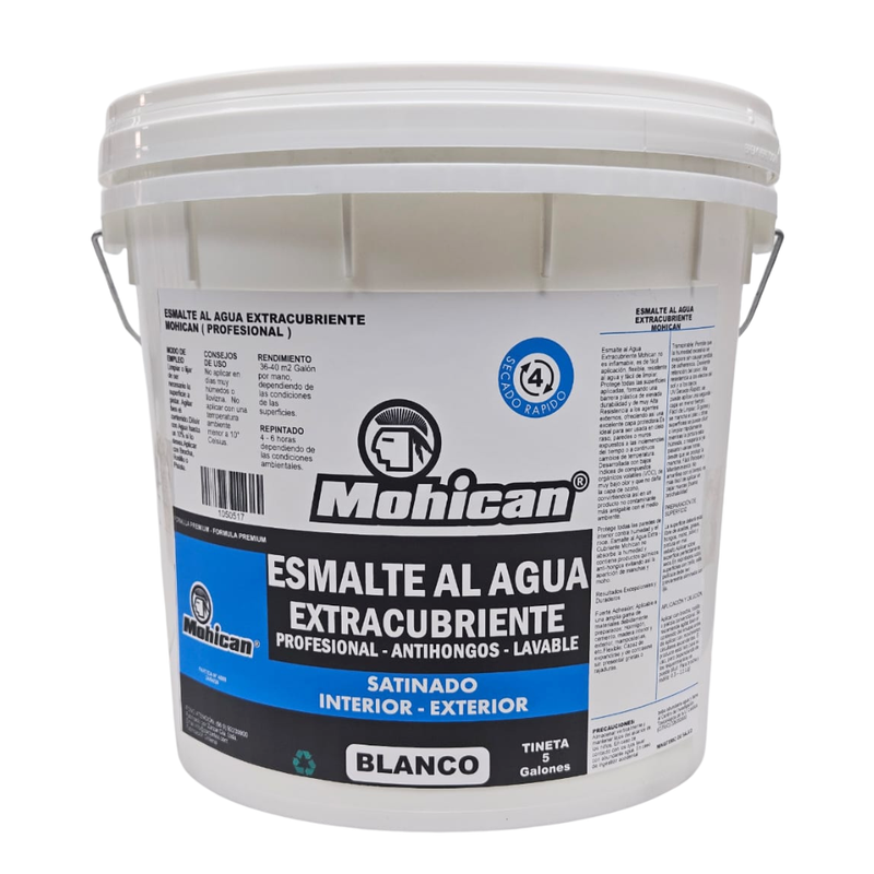 ESMALTE AGUA EXTRACUBRIENTE SATIN 1 TIN 5 GAL PROF BLANCO