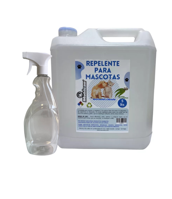 PROMO REPELENTE PERROS Y GATOS EUCALIPTO 5L + ATOMIZADOR 1L