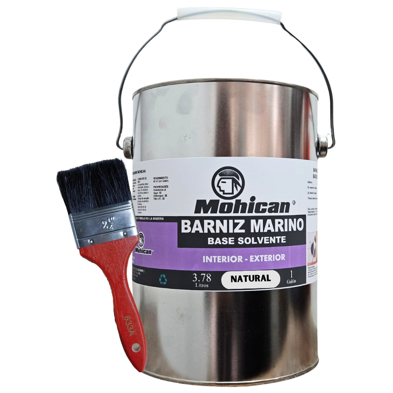 BARNIZ MARINO BASE SOLVENTE 1 GAL NATURAL +BROCHA 2 1/2''