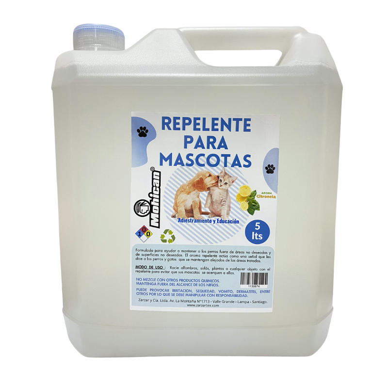 REPELENTE PARA PERROS Y GATOS  LIMÓN BIDÓN 5 LTS MOHICAN