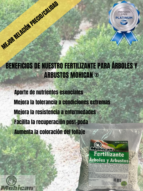 PROMO 5X FERTILIZANTE ARBOLES Y ARBUSTOS BOLSA 1 KG MOHICAN