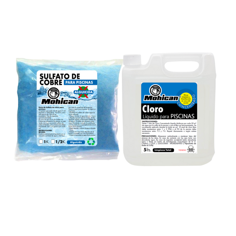 PROMO ALGUICIDA 1 KG+CLORO LIQUIDO CONCENTRADO PISCINAS 5 LT
