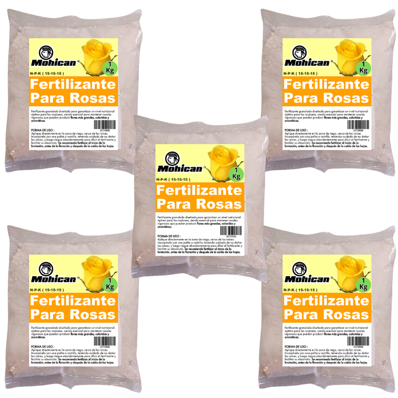 PROMO 5 X FERTILIZANTE PARA ROSAS N-P-K (15-15-15) BOLSA 1KG