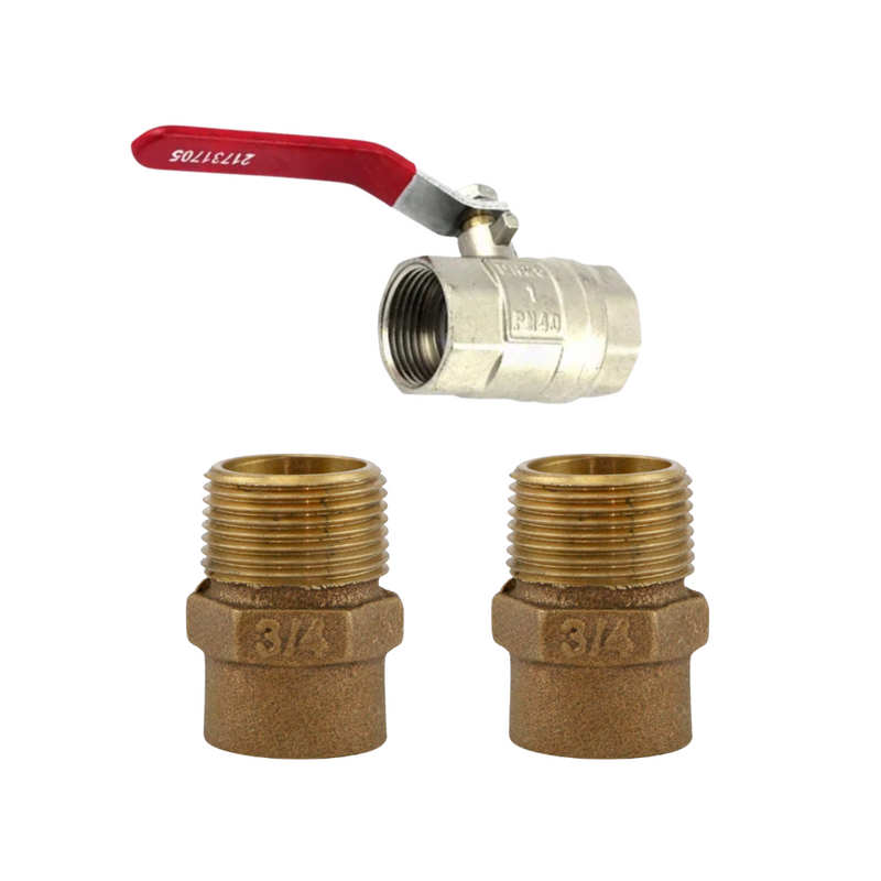 PROMO VÁLVULA BOLA HI-HI 3/4''+2 TERMINAL BRONCE SO-HE 3/4''