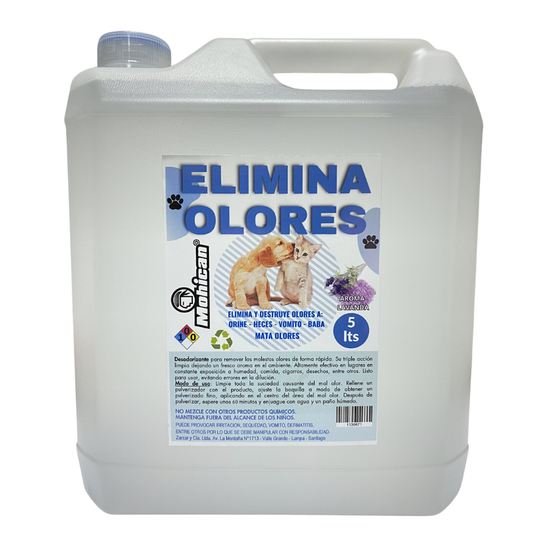 ELIMINADOR Y DESTRUCTOR DE OLORES ORINA Y HECES LAVANDA 5 LT