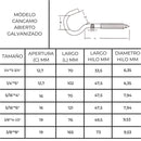 Cancamo Abierto Dorado 3/8'' X 76 Mm Pack 5 Uni Mohican