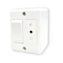 INTERRUPTOR SIMPLE 9/12 + TOMA CORR. 10A SOBREPUESTO