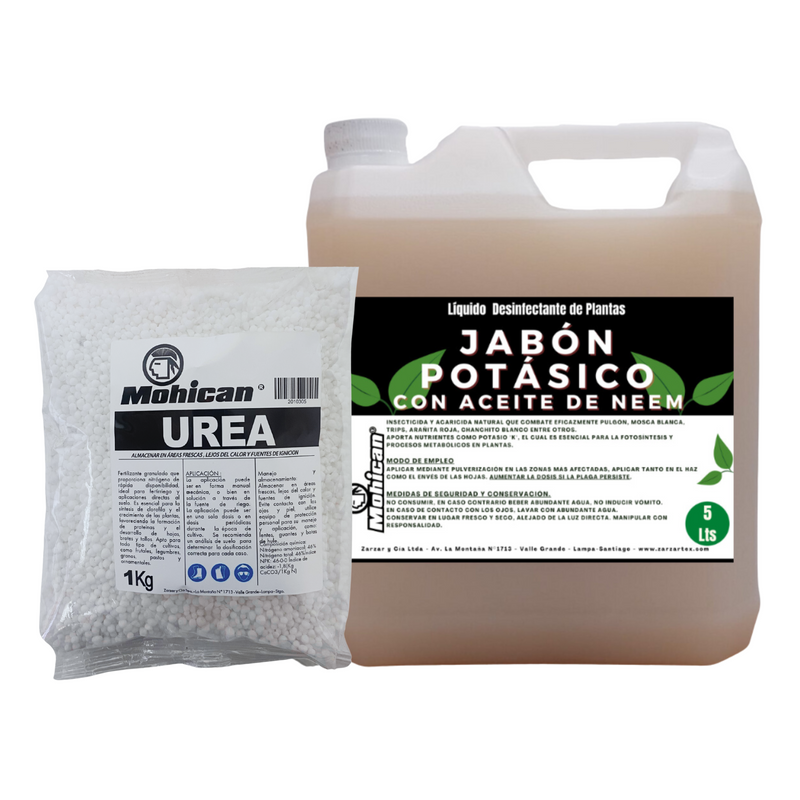 PROMO JABÓN POTÁSICO CON ACEITE DE NEEM 5 LTS + UREA 1 KG